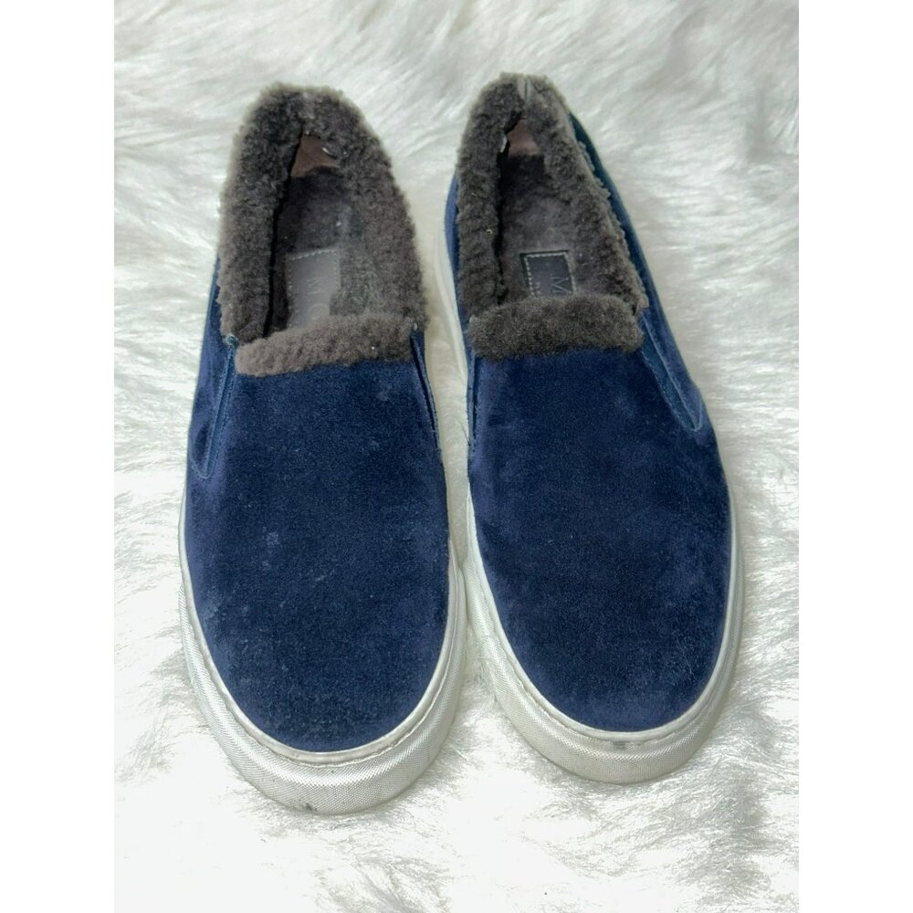 M. Gemi Cerchio Shearling Slip-On Sneakers Navy Suede EU 38.5